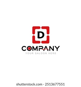 Letter D Logo Vector Design Illustration with Company Name and Your Text Here Logo Template on white background.