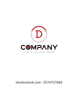 Letter D Logo Vector Design Illustration with Company Name and Your Text Here. Logo Template on white background.