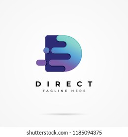 Letter D logo vector, Direct logo template