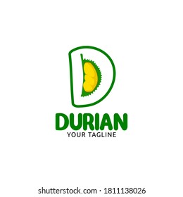 Letter D logo, with vector Durian, tropical fruit.