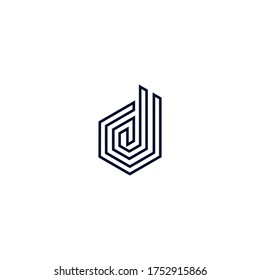 letter D logo vector with outline design, modern, corporate, icon