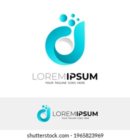 Letter D logo and water babble design combination