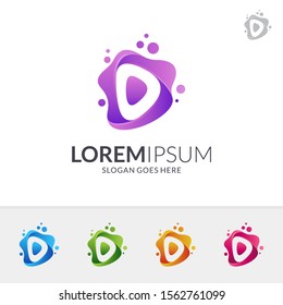 Letter D Logo With Water Bubble In Various Color Option, Initial Letter For Your Company Name, Dynamic Letter mark Logo Template Ready For Use, Modern Monogram Logo, Flowing Liquid Vector