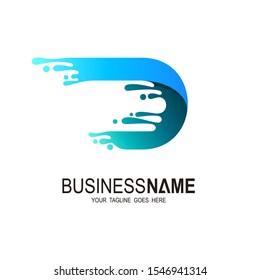 Letter d logo with water drop design illustration, Paint logo