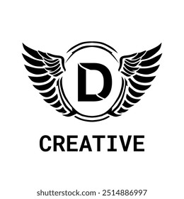 letter d logo with wings theme, creative design