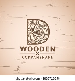 Letter D logo woodwork, Wood logo design, Woodworking logo, Logo Designs Vector Illustration Template