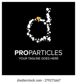 Letter d logo. Yellow Dot Highlighted in symbol .Abstract Alphabet particles logotype vector design.