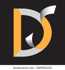The letter D logo is yellow with a peeling concept