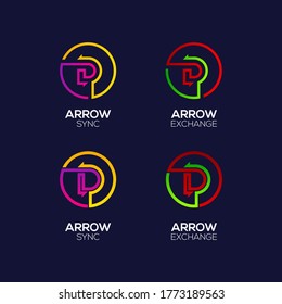Letter D logotype with Arrows two directions connect Circle shapes, Financial Investment and Exchange logo, Reload Sync Symbol for your Business Company and Corporate identity