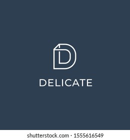 Logotipo de letra D Estilo monolíneo, logotipo D simple y elegante