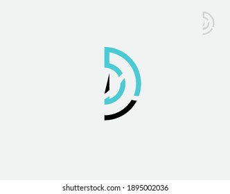 Letter D logotype on white background in vector illustration
