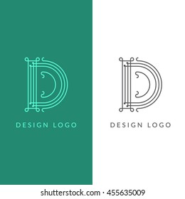 Letter "D" logotype. Trendy line art  design. Eps10 vector illustration.