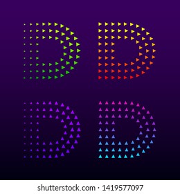 Letter D logotype with Triangle shapes, Growing Arrow Up symbol, Play Media Multimedia sign, Next Forward Express and Logistic logo, Digital and Technology icon for your Business Corporate identity