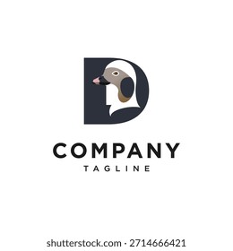 Letter D Long-tailed Duck Logo Icon Vector