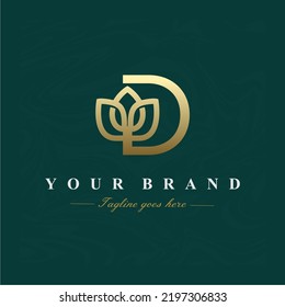 Letter D Lotus Flower Logo Design