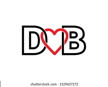 Letter D love B logo or symbol template design