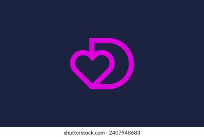 letra d con icono del logotipo del amor diseño de la plantilla de diseño vectorial inspiración