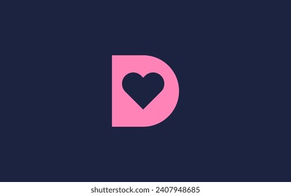 letter d with love logo icon design vector design template inspiration