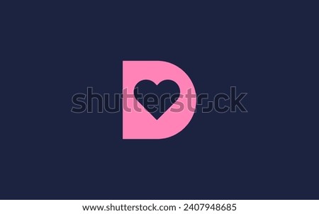 letter d with love logo icon design vector design template inspiration
