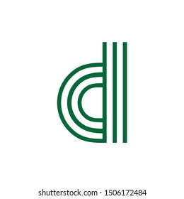 letter d lowercase stripes logo vector