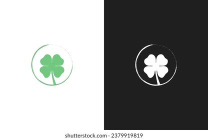 Logotipo de letra D Lucky Clover Leaf, suertuda combinación de hojas y letras.