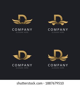 Letter D with luxury abstract wing logo template 