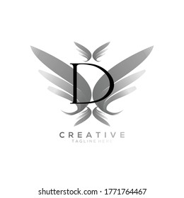 Letter D Luxury Black Thin Wing Logo Template