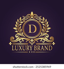 Letter D luxury gold logo concept
