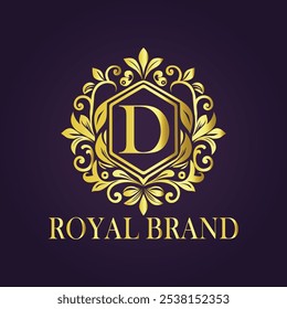 Letter D luxury gold logo concept