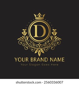 Letter D luxury gold logo concept
