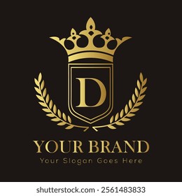 Letter D luxury gold logo concept
