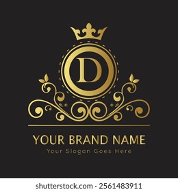 Letter D luxury gold logo concept
