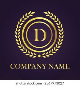 Letter D luxury gold logo concept