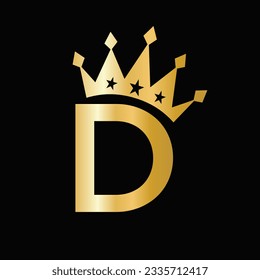 Letter D Luxury Logo With Crown Symbol. Crown Logotype Template