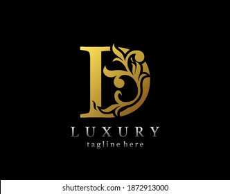 Letter D luxury logo icon, luxury gold flourishes ornament monogram design vector.