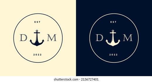 letter d, m and anchor logo