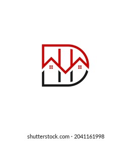 Letter D, Letter M, Letter H Housing Design Logo Real Estate Monogram. Architect, Construction and Building Logo Template