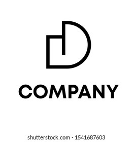letter D M initial shape vector logo