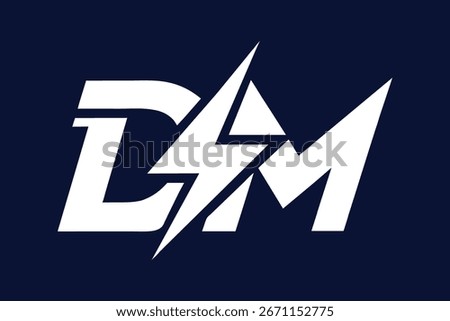 Letter D M logo with Lightning icon, letter combination Power Energy Logo