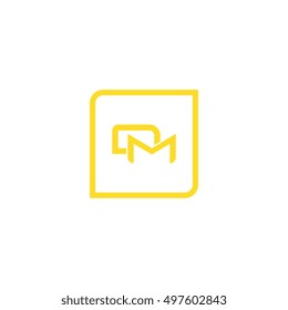 The letter D and M Monogram With Frame Square. Logo Design Template Yellow