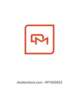The letter D and M Monogram With Frame Square. Logo Design Template Orange
