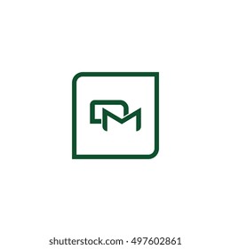 The letter D and M Monogram With Frame Square. Logo Design Template Green