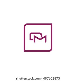 The letter D and M Monogram With Frame Square. Logo Design Template Purple