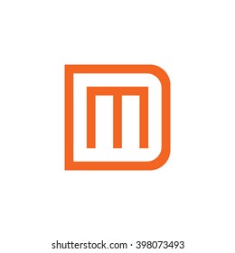 letter D and M monogram square shape logo orange