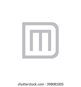 letter D and M monogram square shape logo gray