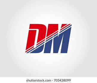 Letter D and M red and blue combination logo