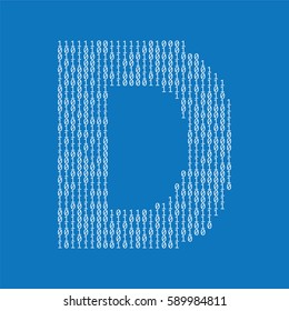 Letter D made from binary code data
