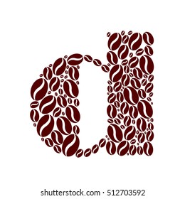 Letter d  made of coffee beans vector set