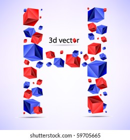 Letter D. Made from futuristic cube