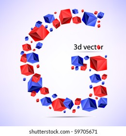 Letter D. Made from futuristic cube
